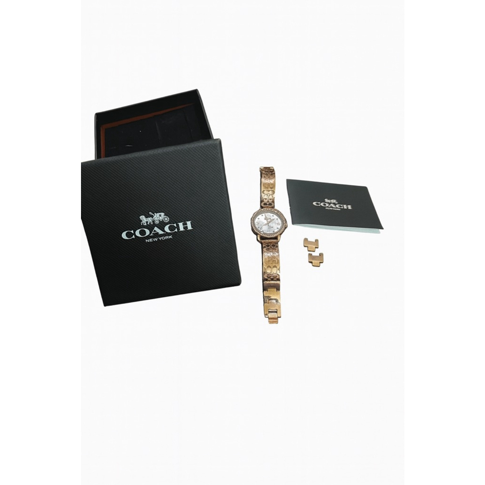 Women's Coach One Size Rose Gold & White Crystal Bezel Watch